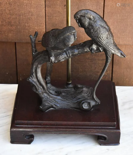 Custom Made Table Lamp w Bronze Statue of Birds