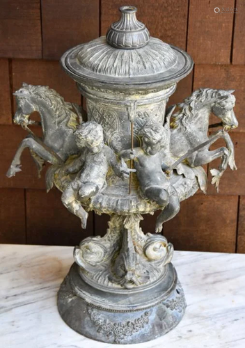 Antique 19th C Mythological Motif Centerpiece Urn