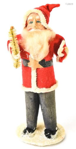 Antique Felt & Spun Cotton Christmas Santa Claus