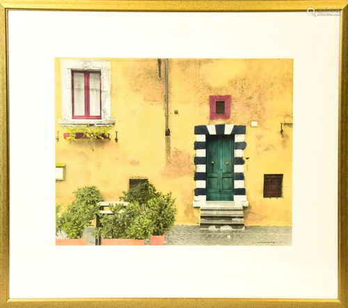 Framed Allan I. Teger Hand Painted Photograph