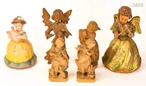 Collection Of Carved Wood Musicians & Angels