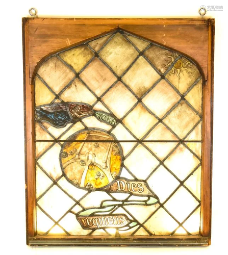 Antique 19th C Stained Glass Gothic Church Window