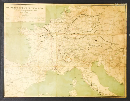 Antique Diagrammatic Road Map of Central Europe