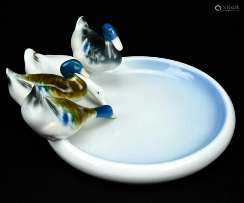 Metzler Ortoff German Porcelain Duck Motif Dish