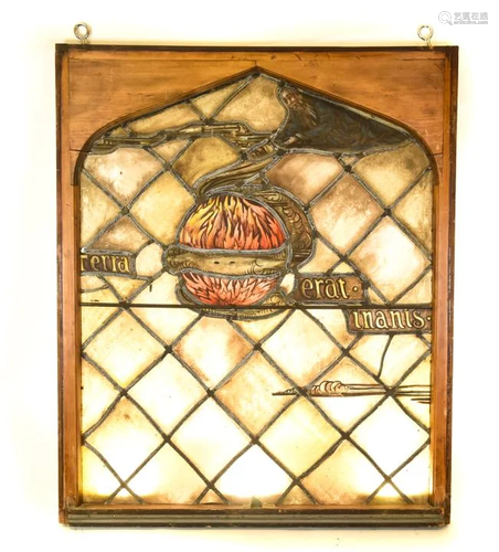 Antique 19th C Stained Glass Gothic Church Window