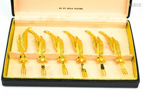 Tancraft 24 K Gold Plated Cocktail Oyster Forks