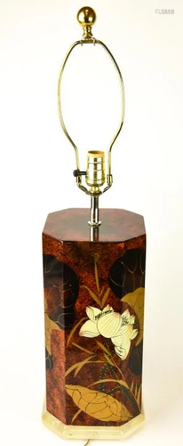 Chinese Hand Painted Nature Motif Table Lamp