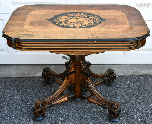 Rare Berkey & Gay C 1885 Inlaid End Table