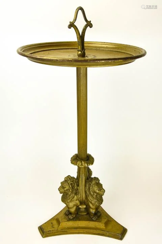 Neoclassical Bronze Pedestal Table / Stand Lion