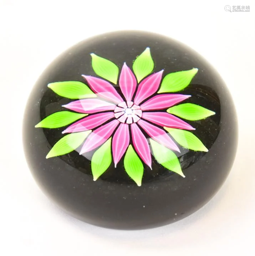 Perthshire Art Glass Floral Motif Paperweight