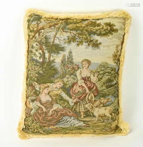 Rococo Style Tapestry Throw Pillow