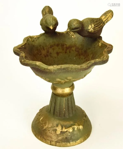 Miniature Cast Iron Hand Painted Bird Bath