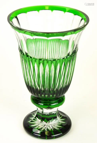 Green Bohemian Glass Footed Centerpiece