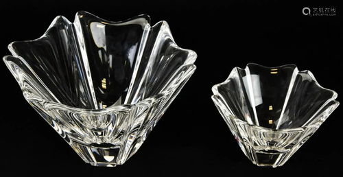 Two Graduated Orrefors Crystal Centerpiece Bowls