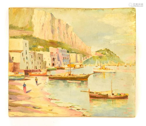 Antique Early 20th C Painting Italy's Amalfi Coast