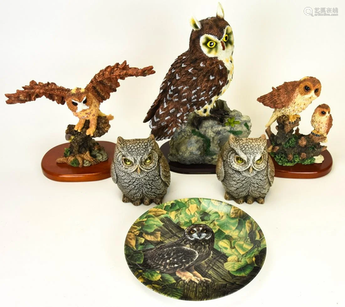 Lot Owl Figurines Edwin Knowles Collector's Plate