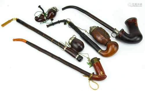 Lot 5 Assorted Tyrolean Pipes