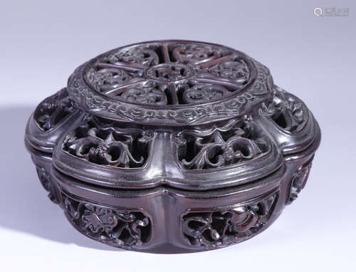 ZITAN AUSPICIOUS PATTERN HOLLOW CENSER