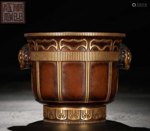 GILT BRONZE LOTUS PATTERN CENSER