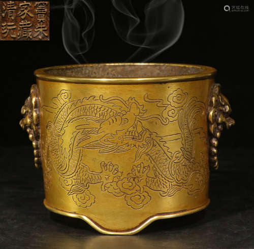 GILT BRONZE DRAGON PATTERN CENSER