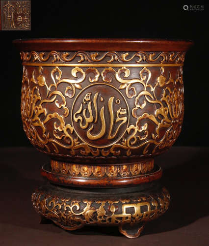 GILT BRONZE FLOWER PATTERN CENSER