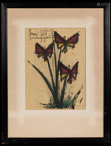 BERNARD BUFFET: FRAMED PAINTING 'FLOWERS'