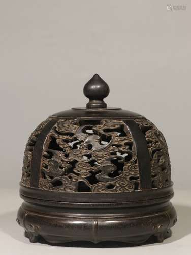 ZITAN WOOD OPENWORK CARVED DOMED INCENSE BURNER