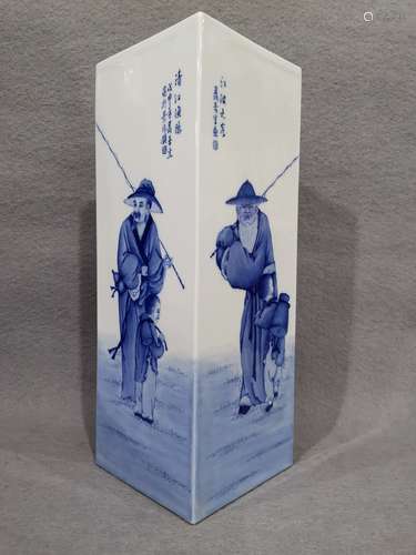 BLUE WHITE FIGURE VASE,