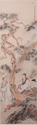 A CHINESE LANDSCAPE&FIGURE PAINTING, LIU LINGCANG MARK