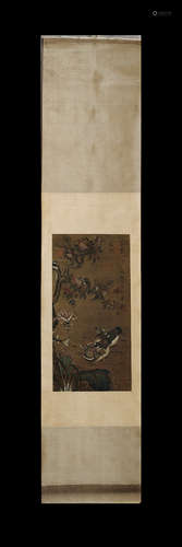 BIRDS FLOWERS SILK SCROLL BY SONG HUIZONG