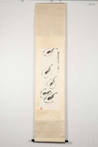 QI BAISHI: INK ON PAPER PAINTING 'SHRIMP'