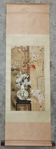 BIRDS AND FLOWERS SCROLL BY ZHANG DAQIAN