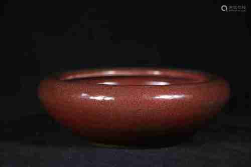 A CHINESE RED GLAZED BRUSH WASHER