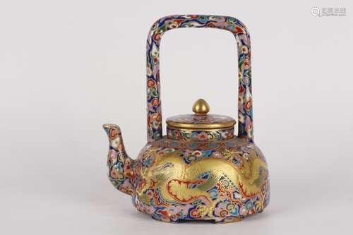 CLOISONNE GILT DRAGON TEAPOT