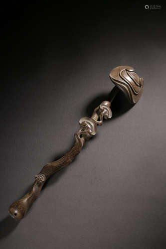 ZITAN WOOD CARVED 'LINGZHI' RUYI SCEPTER