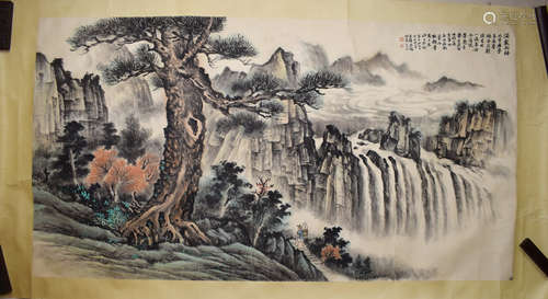 A CHINESE LANDSCAPE PAINTING, HUANG JUNBI MARK