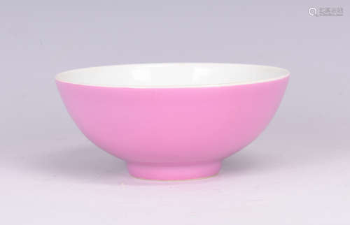 A PINK GLAZED PORCELAIN BOWL