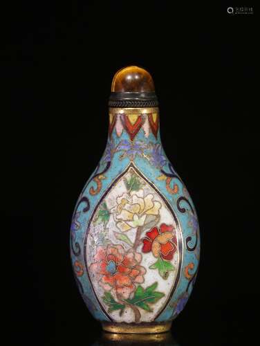 CLOISONNE ENAMELED 'FLOWERS' SNUFF BOTTLE