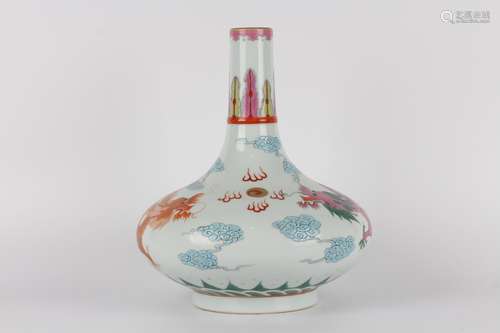 FAMILLE ROSE DRAGON CLOUDS VASE