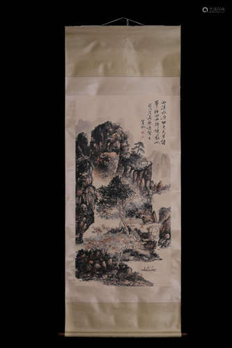 HUANG BINHONG: INK AND COLOR ON PAPER PAINTING 'LANDSCAPE SC...