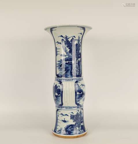 BLUE WHITE FLOWERS LEAVES VASE