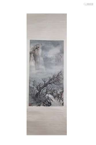 A CHINESE LANDSCAPE PAINTING SCROLL, HUANG HUANWU MARK