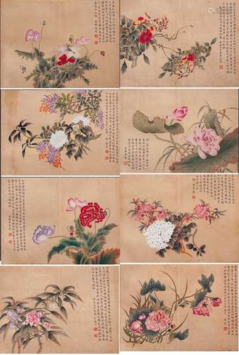 A CHINESE FLOWERS PAINTING SILK SCROLL, JIN ZHANG MARK