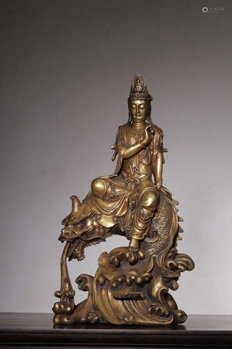 GILT BRONZE CAST 'AVALOKITESHVARA' FIGURAL GROUP