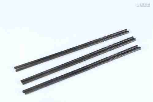 THREE PAIRS OF CHINESE EBONY CHOPSTICKS, REPUBLIC PERIOD