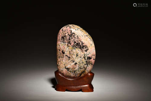 TAIWANESE RHODONITE STONE WITH STAND