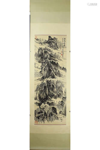 LU YANSHAO: INK ON PAPER PAINTING 'LANDSCAPE SCENERY'