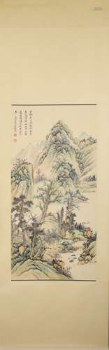 QI GONG: INK AND COLOR ON PAPER PAINTING 'LANDSCAPE SCENERY'