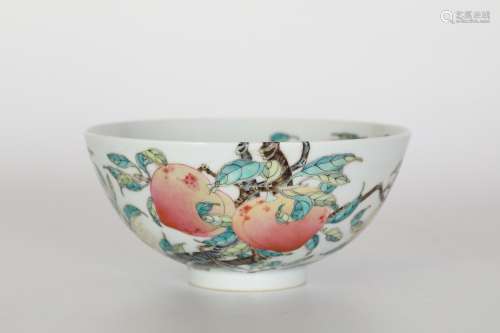 18th century，Fencai Peach Bowl