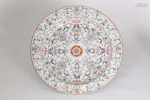 19th century Fencai flower plate